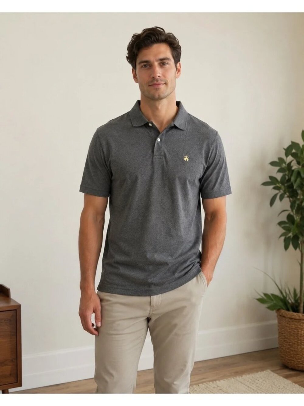 Brooks Brothers Cotton Polo Shirt Gray Men's XL Golden Fleece